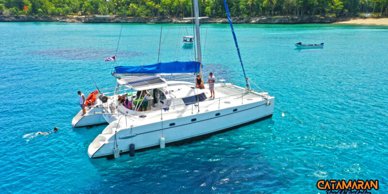 Sosua Catamaran docked in Sosua Beach for private charters.