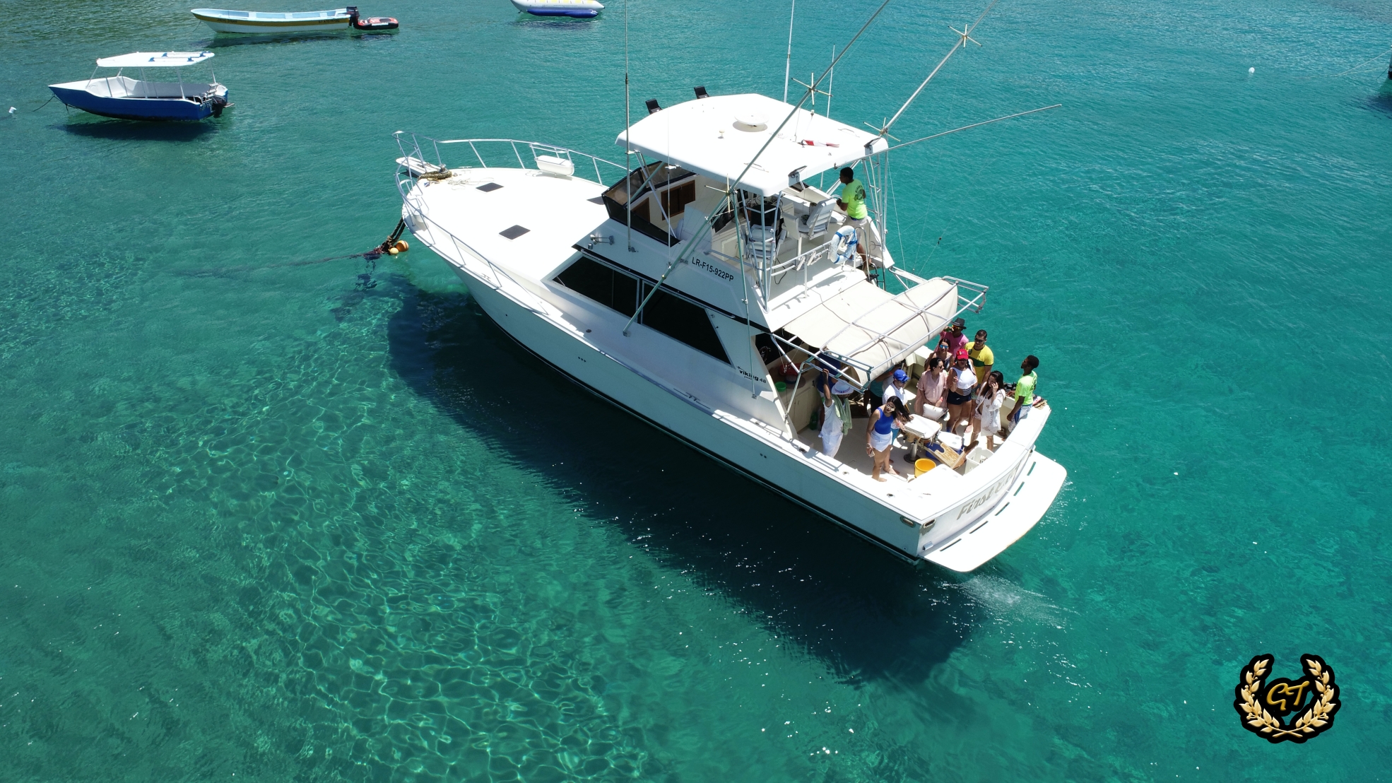 aerial view of a Sosua party boat