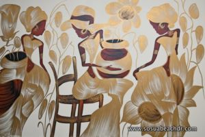 women with vases art at Berto`s in Sosua