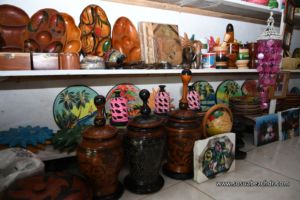 wooden handcrafts and art at the store