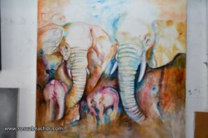 Elephants watercolor
